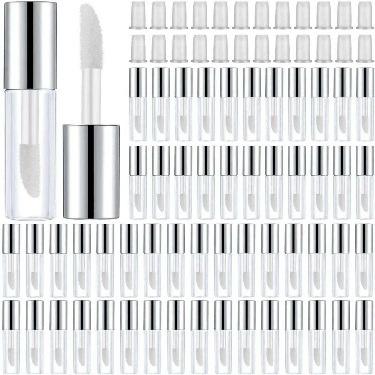 Patelai 100-Piece Clear Mini Lip Gloss Tubes (1.2ml) | Refillable DIY Makeup Containers - main product image