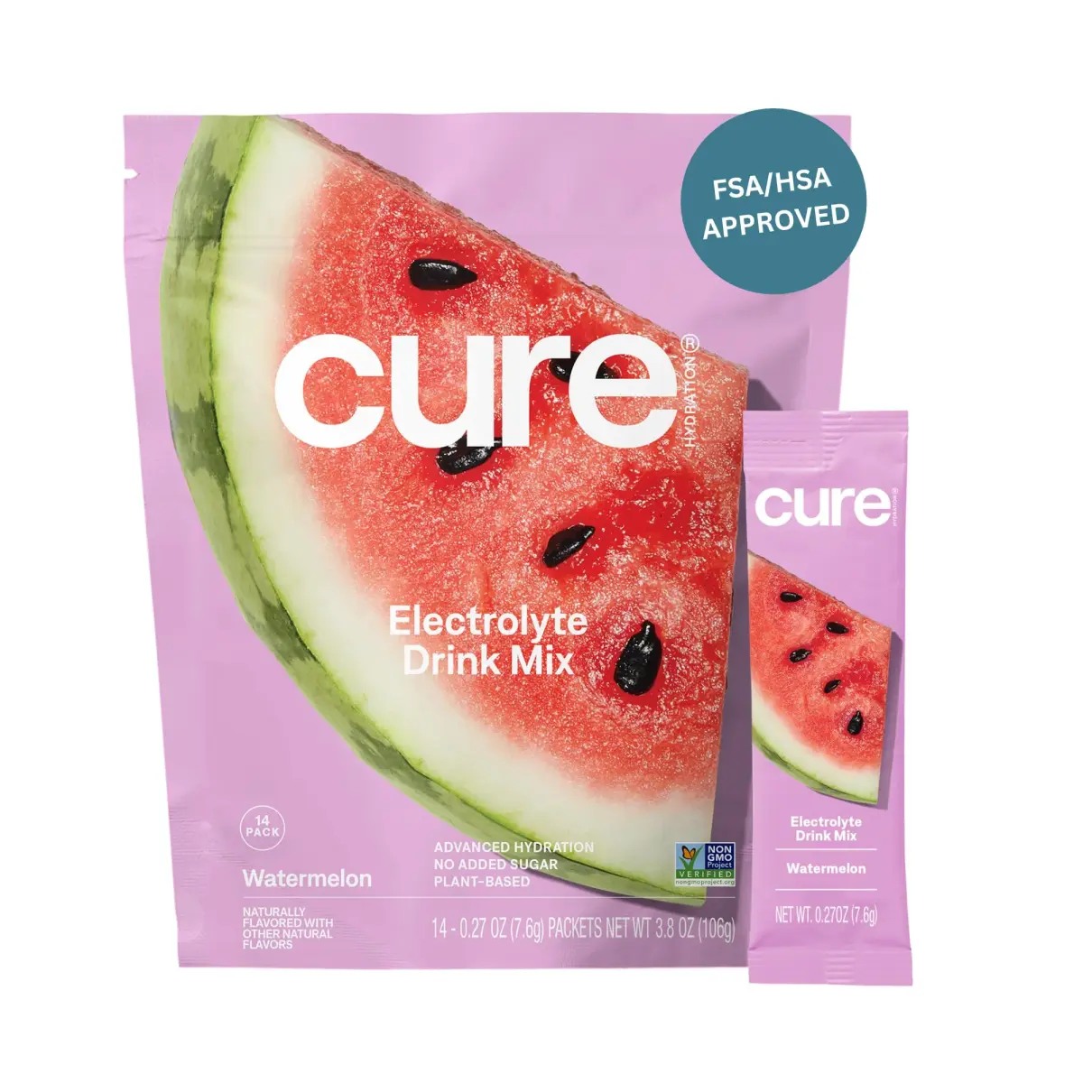 Cure Hydration Electrolyte Drink Powder Watermelon 14 Packets | Hydration with Natural Ingredients - main product image