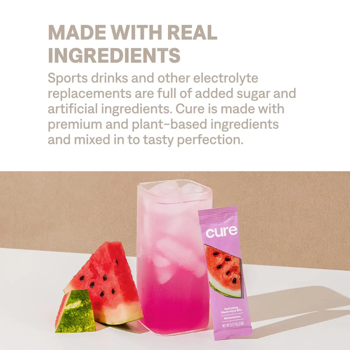 Cure Hydration Electrolyte Drink Powder Watermelon 14 Packets | Hydration with Natural Ingredients - view 7