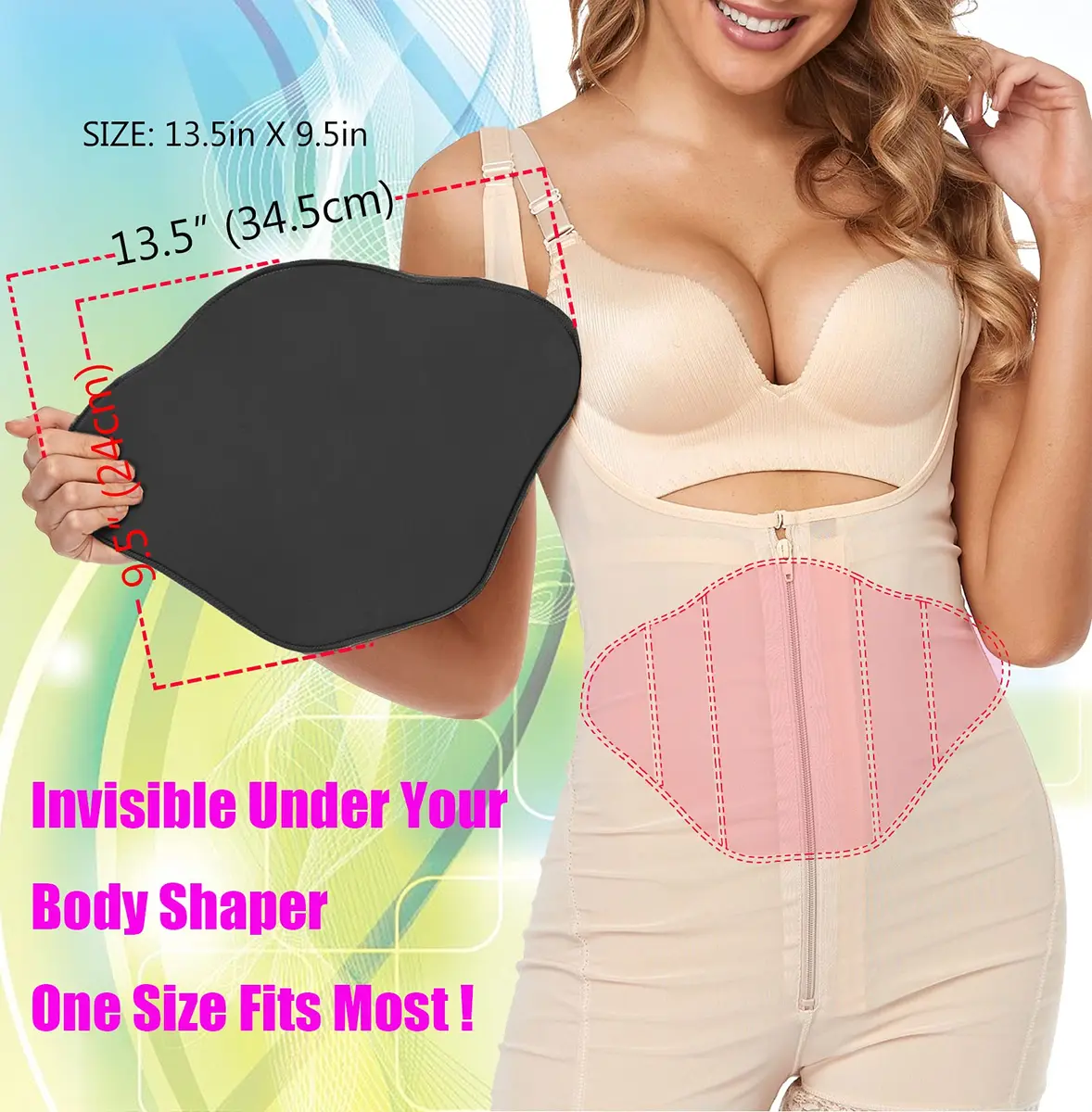 Moolida Post Surgery Abdominal Board for Liposuction & Tummy Tucks | Black, One Size - view 6