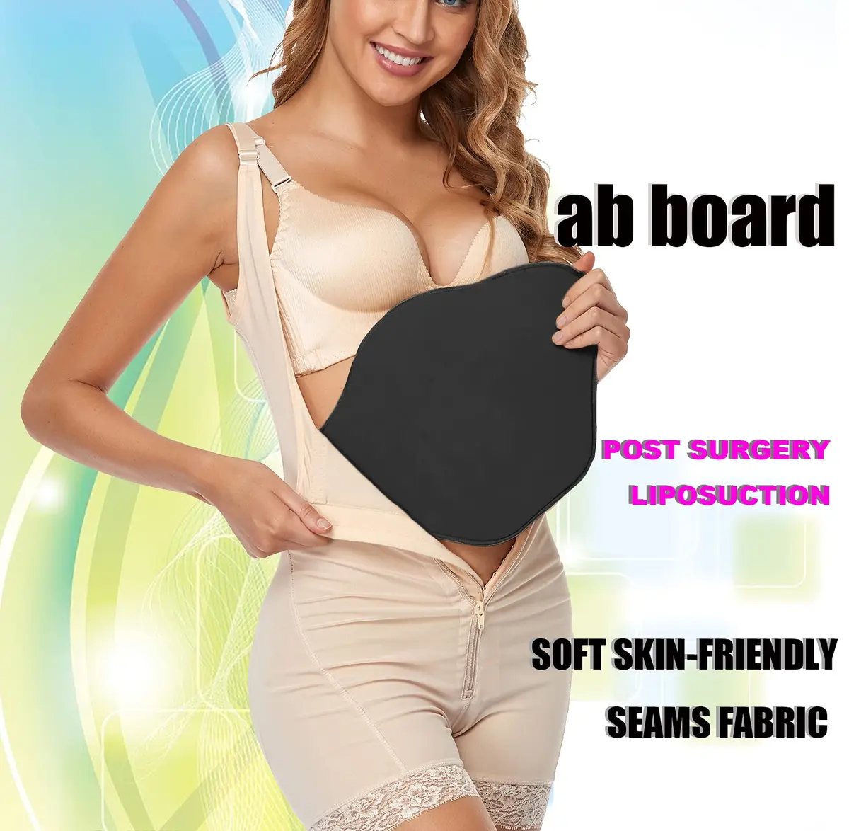 Moolida Post Surgery Abdominal Board for Liposuction & Tummy Tucks | Black, One Size - view 2