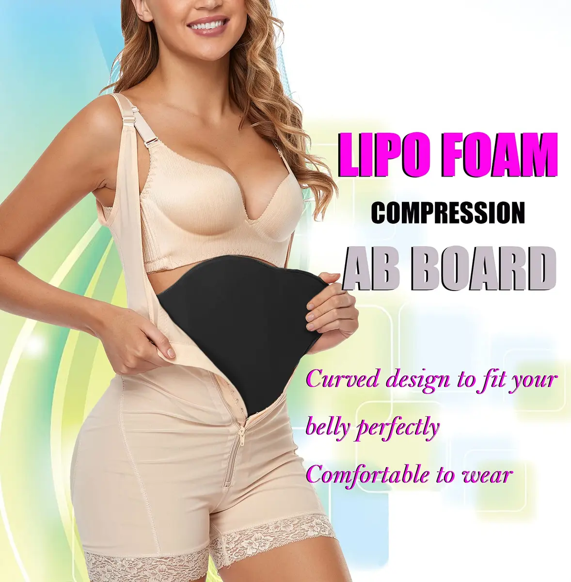 Moolida Post Surgery Abdominal Board for Liposuction & Tummy Tucks | Black, One Size - view 3
