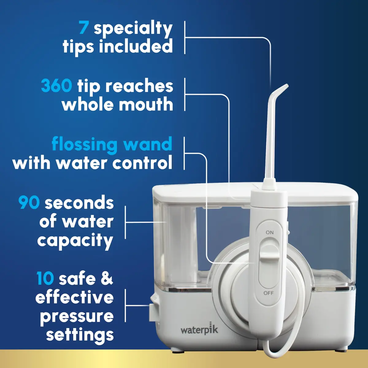 Waterpik ION Rechargeable Water Flosser with 10 Settings & 7 Tips, 591ml (20 Fl Oz) | ADA Accepted for Oral Health - view 2