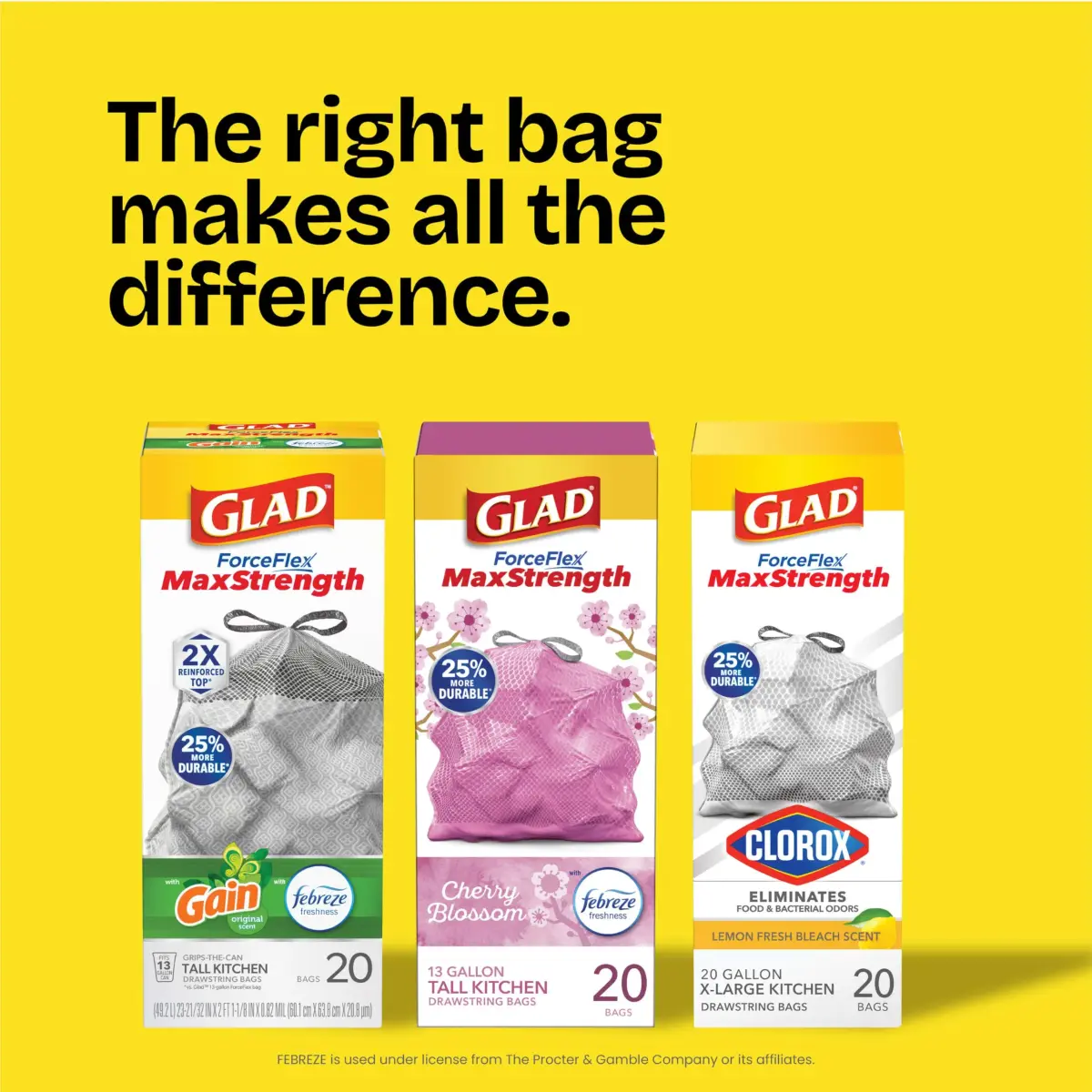 Glad ForceFlex MaxStrength Tall Kitchen Trash Bags 13 Gal (34 Count, Gray) | Odor Control with Clorox & Lemon Fresh Bleach Scent - view 9