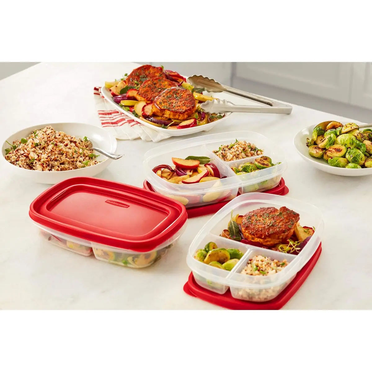 Rubbermaid EasyFindLids Meal Prep Containers 5.1 Cup Red | Modular, Stackable & Microwave Safe - view 6