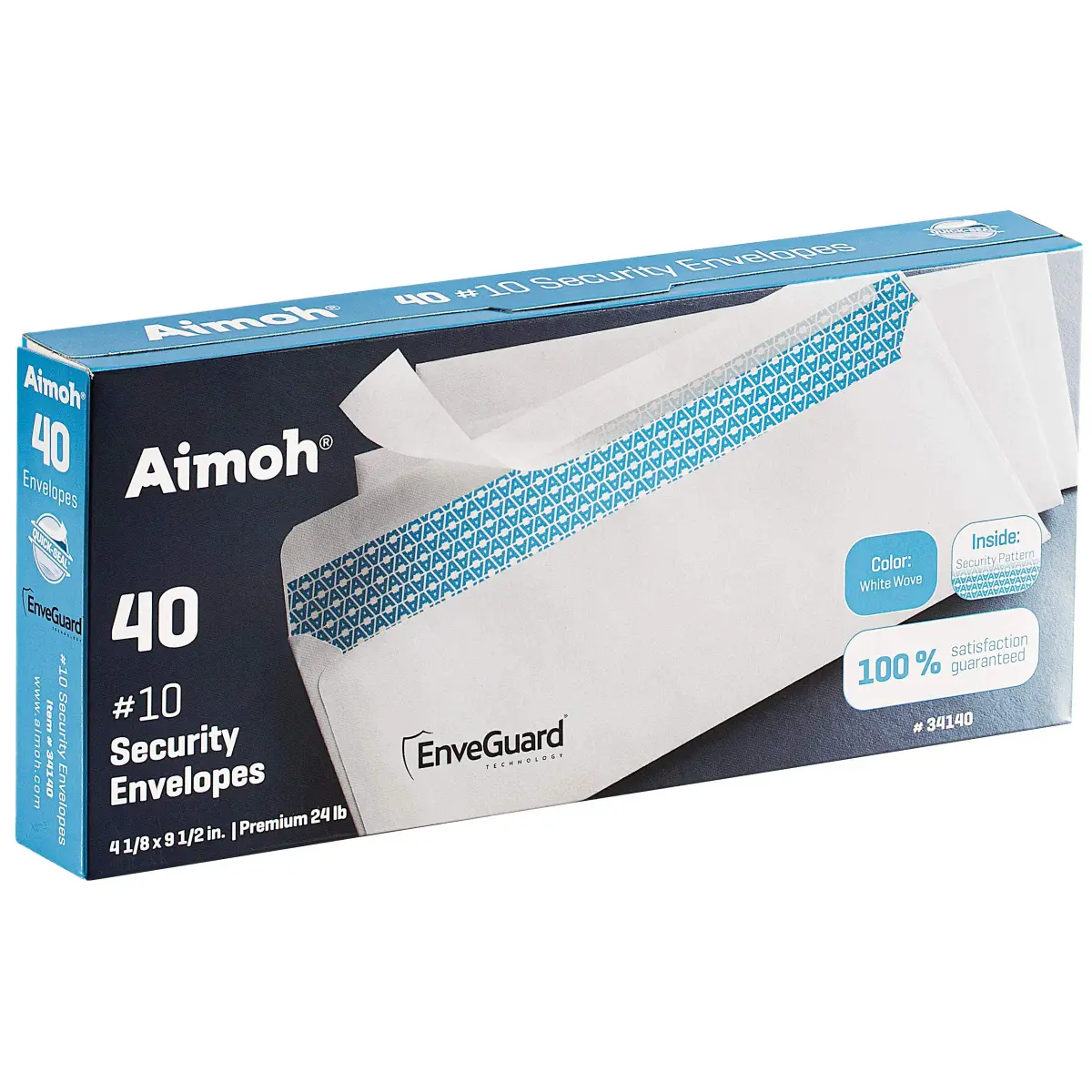 Aimoh #10 Security Mailing Envelopes Letter Size, Self Seal, 40 Count | Windowless, Security Tint, 24 lb Paper - main product image
