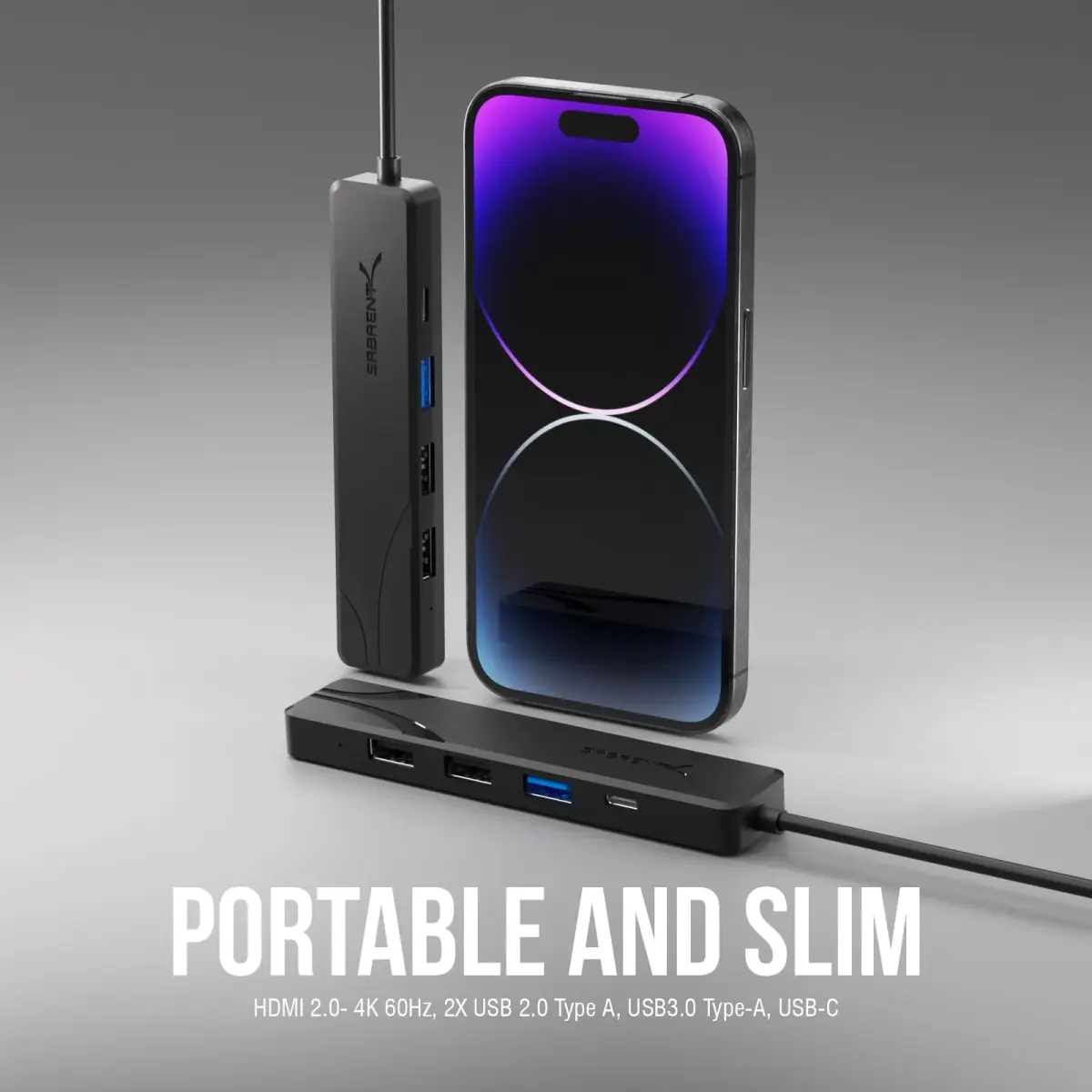 SABRENT USB-C Hub 5-in-1 with 4K@60Hz HDMI, 100W PD, 3x USB-A Ports | Lightweight Aluminum, Plug & Play - view 9