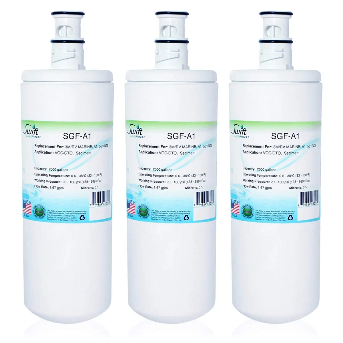 Swift Green Filters SGF-A1 Compatible Commercial Water Filter 3 Pack | Reduces VOCs & Odor, Made in USA - main product image