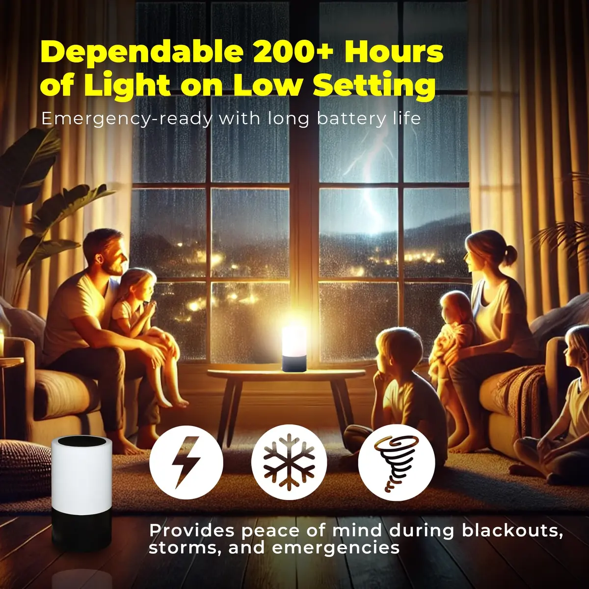 Light Fixture Industries Emergency Table Lamp 200+ Hr Rechargeable LED with USB Charger, Touch Sensor, Portable, Black - view 2