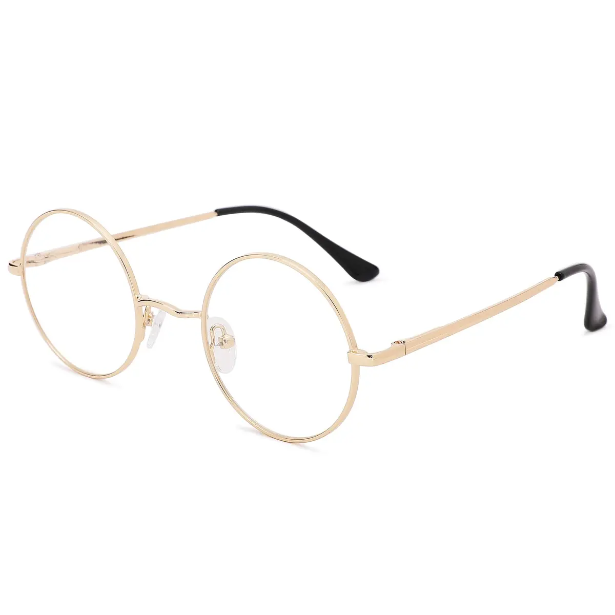 Pro Acme Non Prescription Clear Lens Glasses Retro Small Round Metal Frame (Gold + Silver) | Classic Style & Comfort - view 7