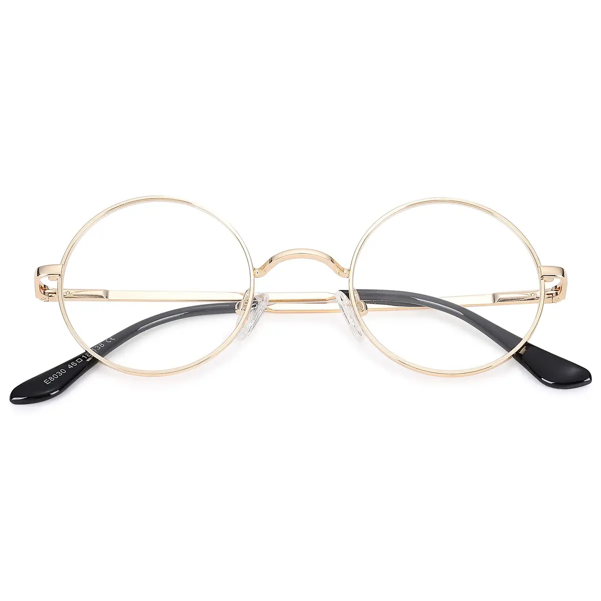 Pro Acme Non Prescription Clear Lens Glasses Retro Small Round Metal Frame (Gold + Silver) | Classic Style & Comfort - view 8