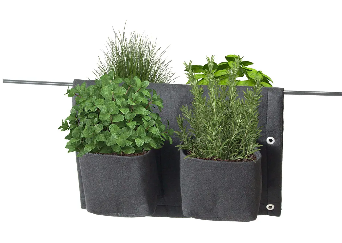 VegTrug Balcony/Rail Felt Planter 4 Pocket Black | Railing Garden Planter for Balcony & Fence - main product image