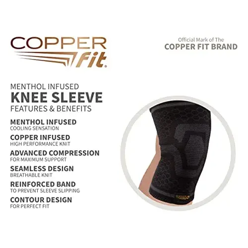 Copper Fit COOL Knee Compression Sleeve for Pain Relief 3XL (3XL, Black) | FDA Approved Medical Grade Support - view 3