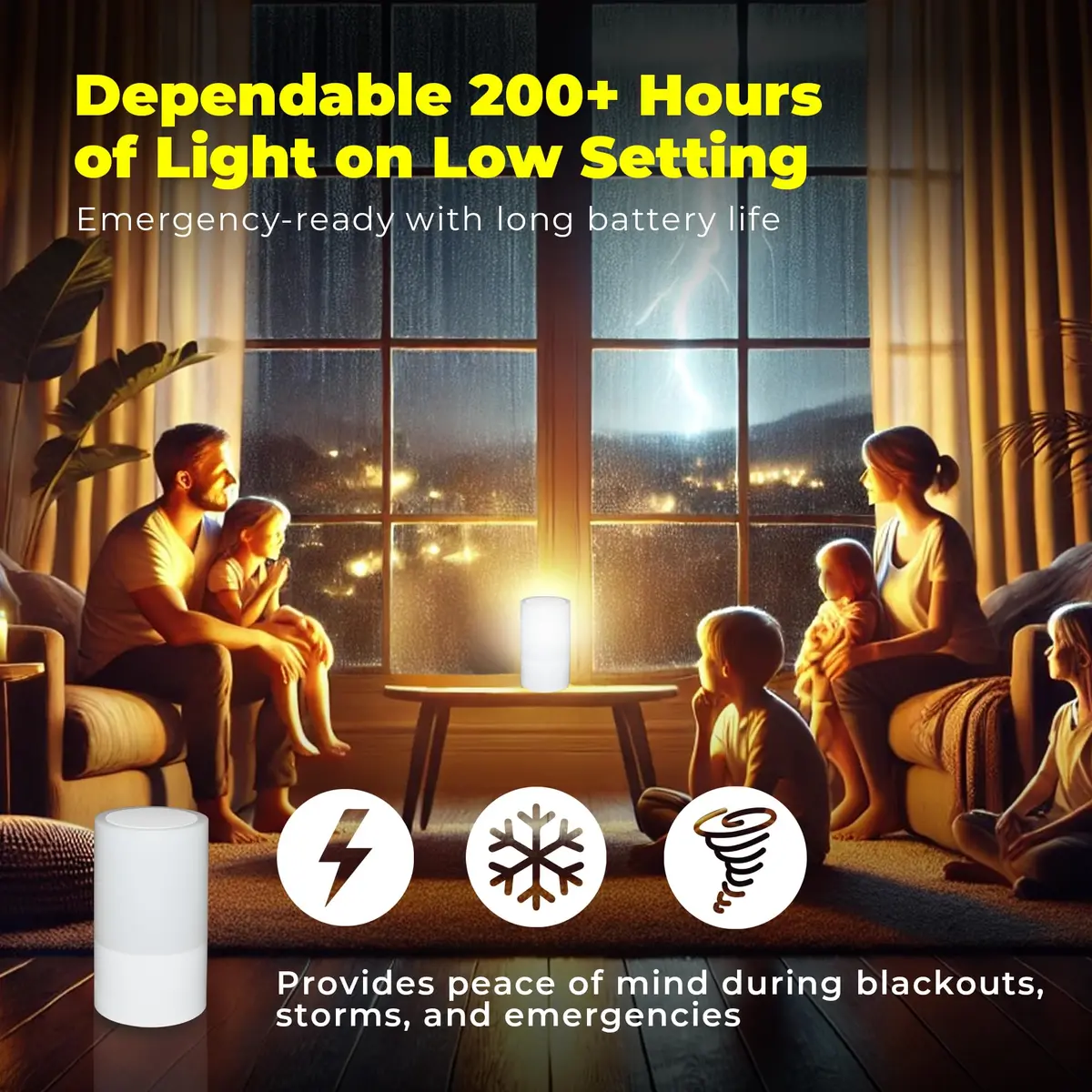 Light Fixture Industries White Emergency Table Lamp | 200+ Hr Runtime, Power Outages - view 2