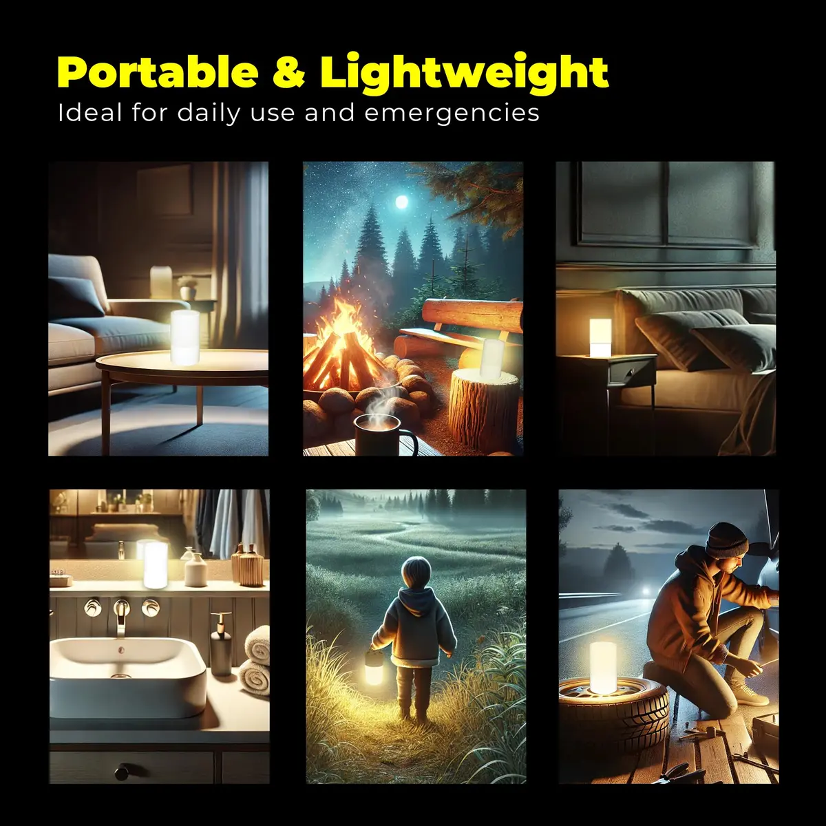 Light Fixture Industries White Emergency Table Lamp | 200+ Hr Runtime, Power Outages - view 4
