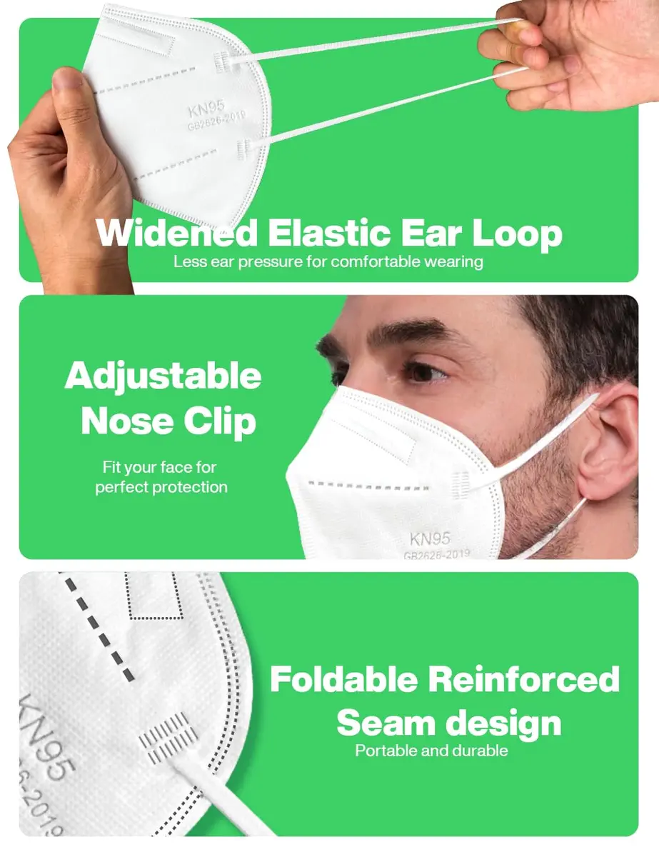 Boncare KN95 Face Mask 30 PCs | 5-Layer Breathable Comfort for Men & Women (White) - view 4