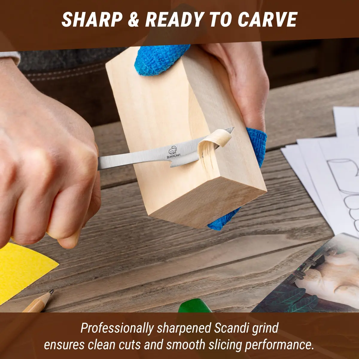 BeaverCraft Wood Carving Knife C17P - Sloyd Chip Carving Knife Carbon Steel for Beginners & Pros - view 6