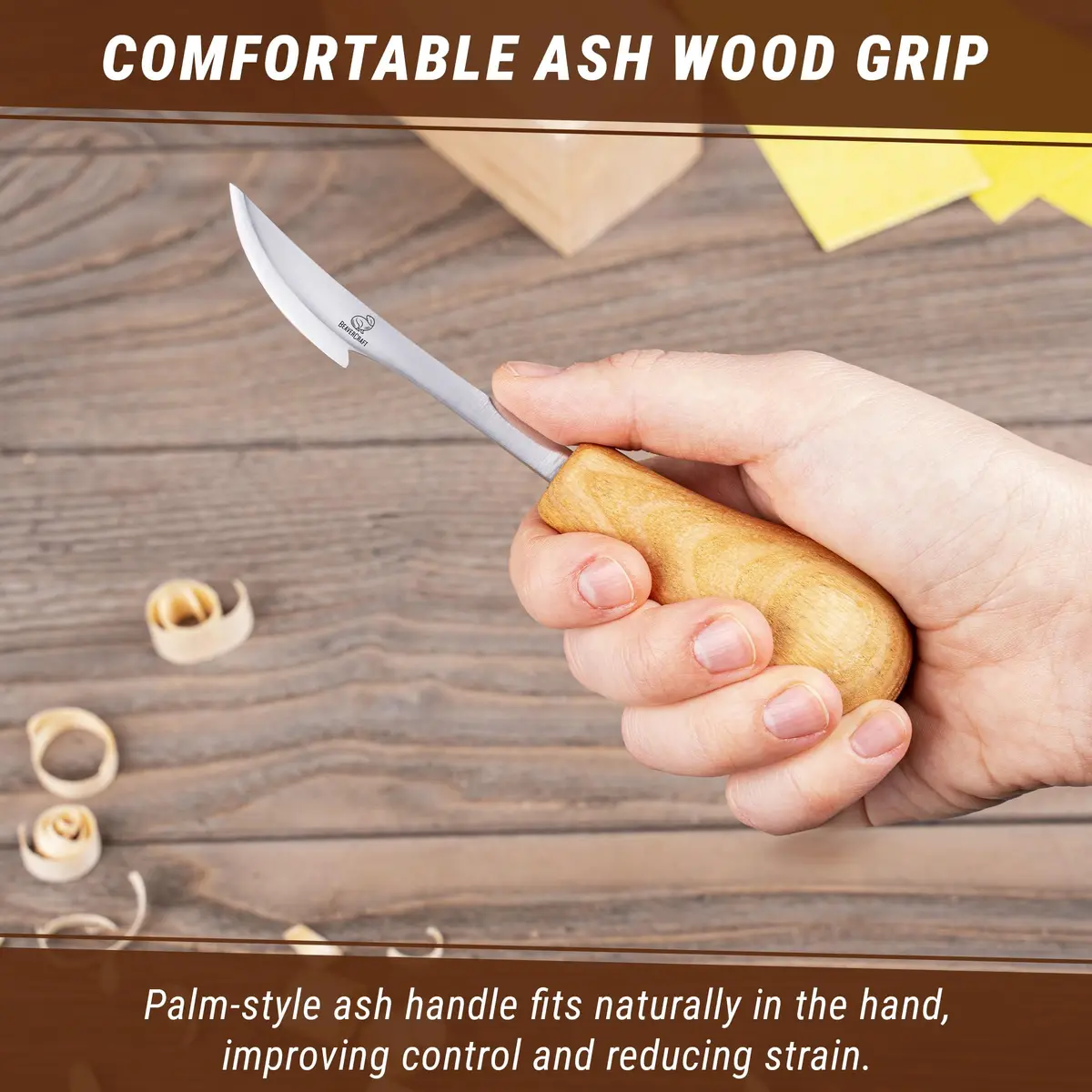 BeaverCraft Wood Carving Knife C17P - Sloyd Chip Carving Knife Carbon Steel for Beginners & Pros - view 7
