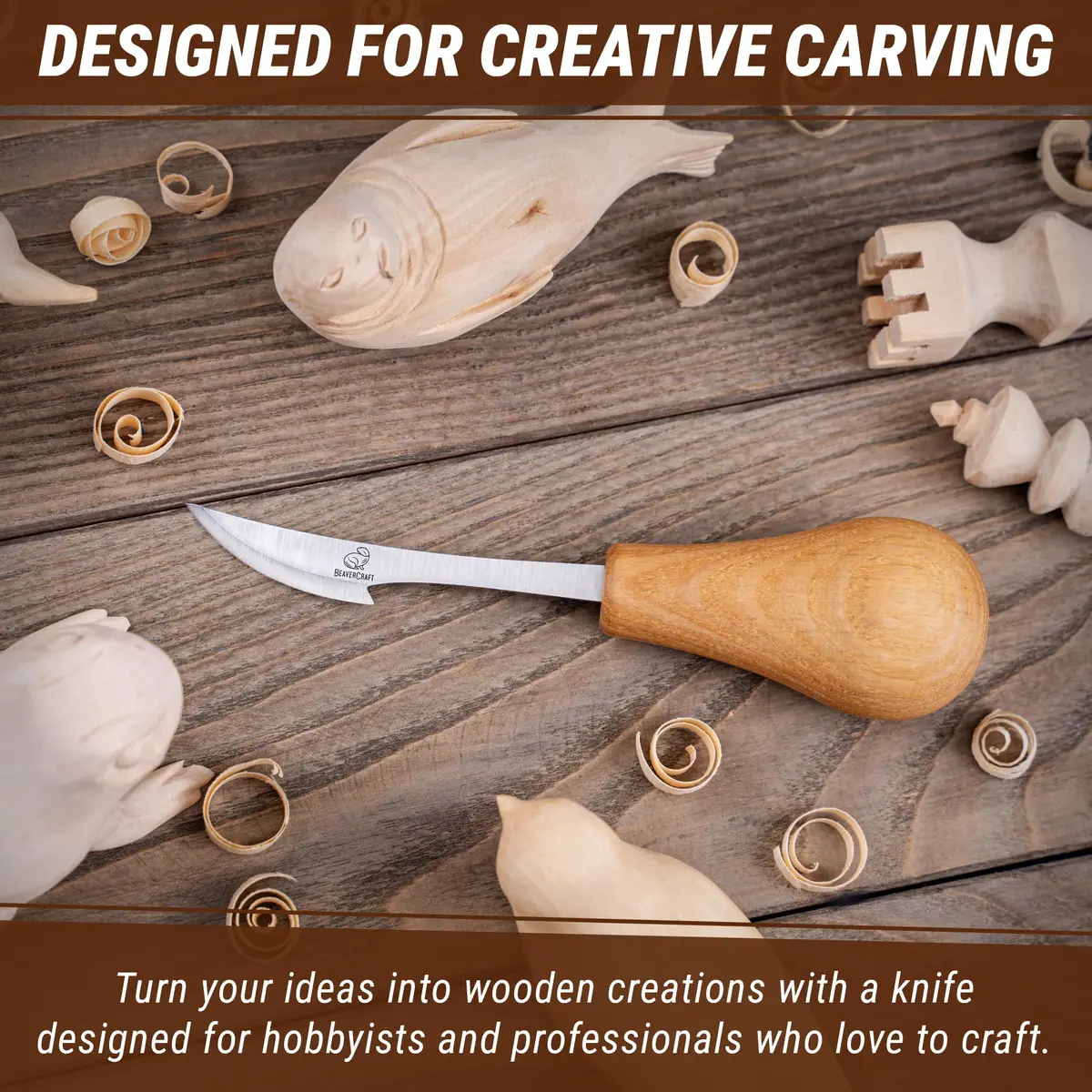 BeaverCraft Wood Carving Knife C17P - Sloyd Chip Carving Knife Carbon Steel for Beginners & Pros - view 2