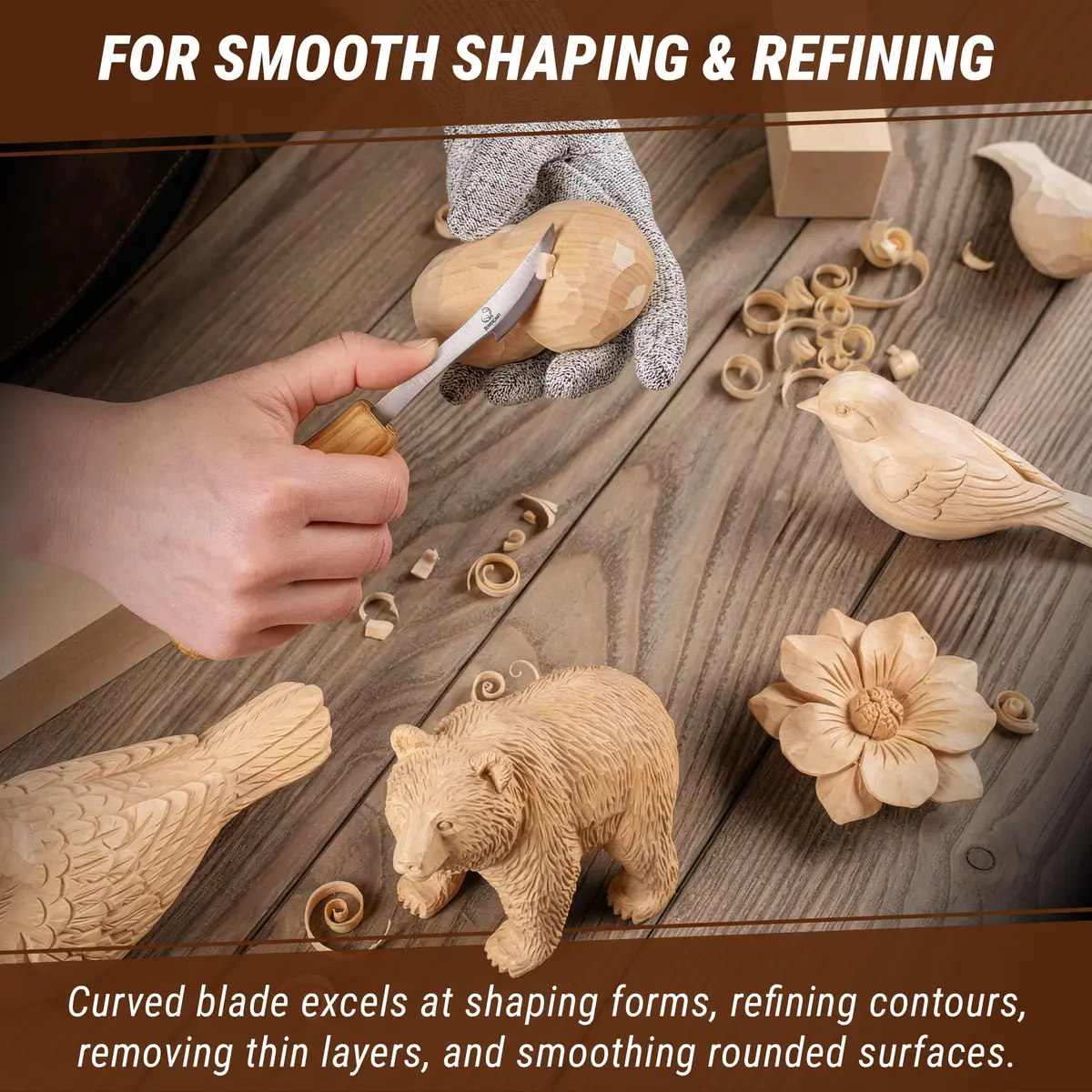 BeaverCraft Wood Carving Knife C17P - Sloyd Chip Carving Knife Carbon Steel for Beginners & Pros - view 4