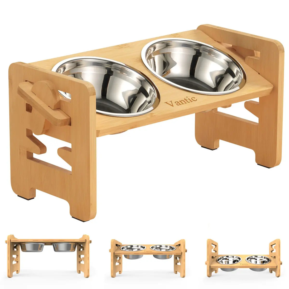 Vantic Elevated Dog Bowls, Small | Adjustable Height & Tilted Platform for Small Dogs - main product image