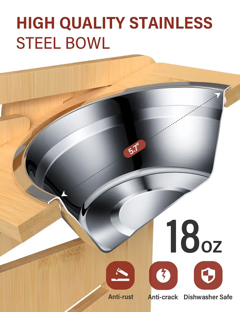 Vantic Elevated Dog Bowls, Small | Adjustable Height & Tilted Platform for Small Dogs - view 6