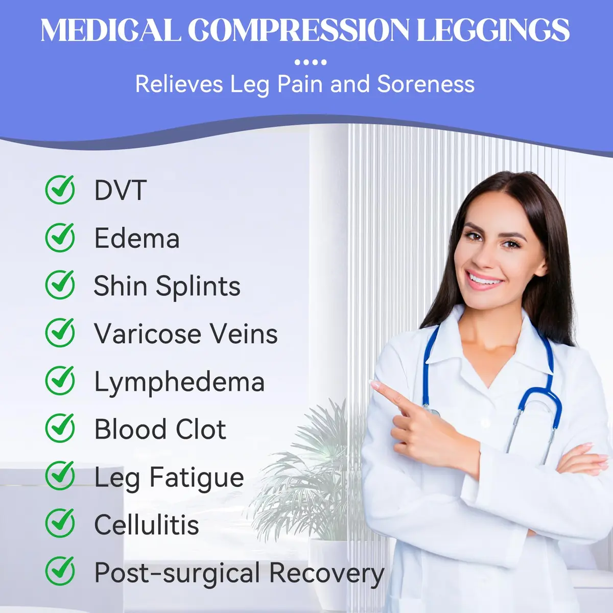 Athbavib Medical Open Toe Compression Pantyhose 20-30mmHg | Support for Varicose Veins & Edema, Unisex - view 3