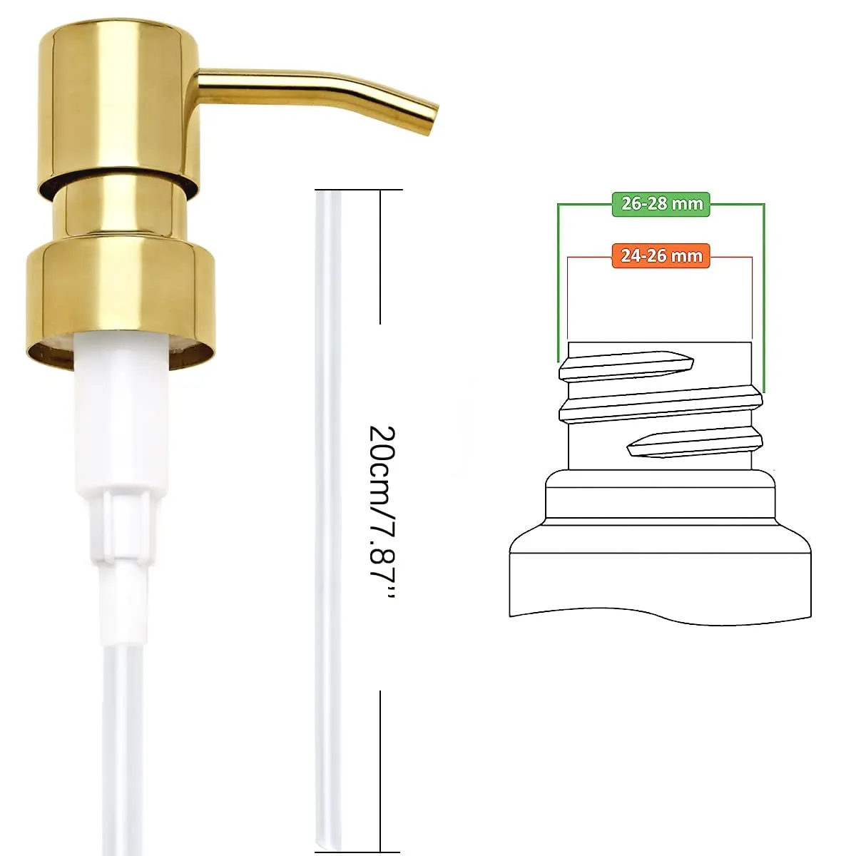 AUNRGO Gold Soap Dispenser Pump Replacement - 304 Stainless Steel Hand Liquid Soap & Lotion Dispenser, 2 Pack - view 2