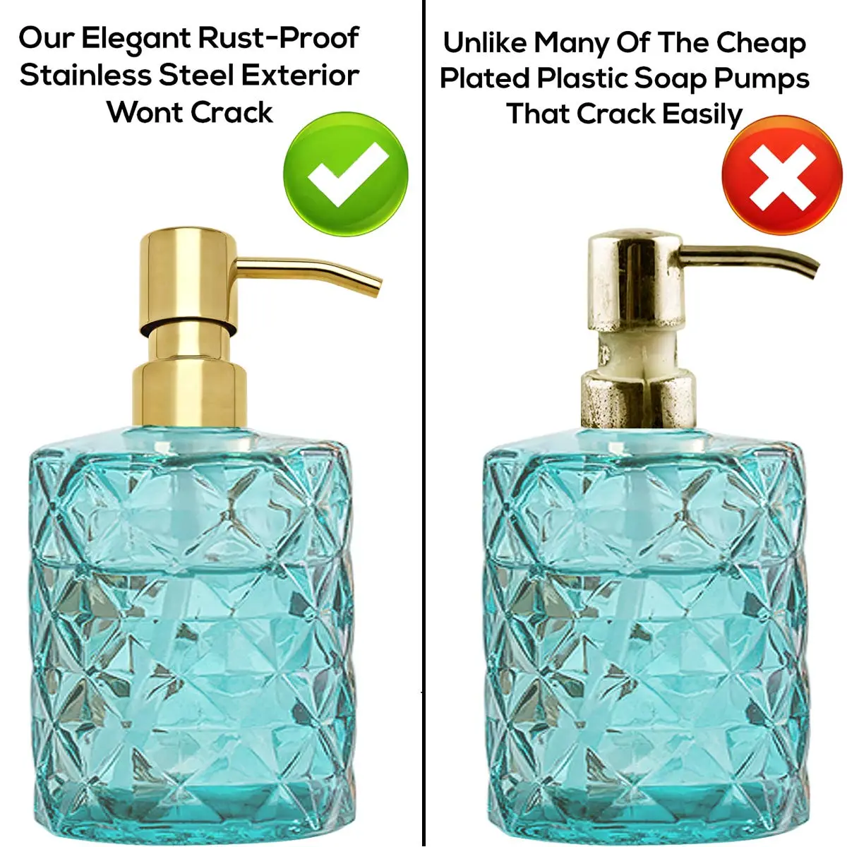 AUNRGO Gold Soap Dispenser Pump Replacement - 304 Stainless Steel Hand Liquid Soap & Lotion Dispenser, 2 Pack - view 3