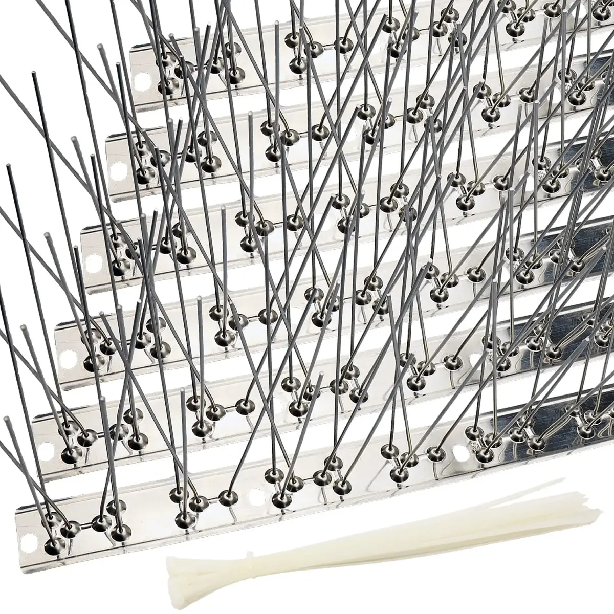 aushucu Stainless Steel Bird Spikes 21.6 Feet (20 Bases, 20 Sets) | Rust-Proof Pigeon Control for Buildings - main product image
