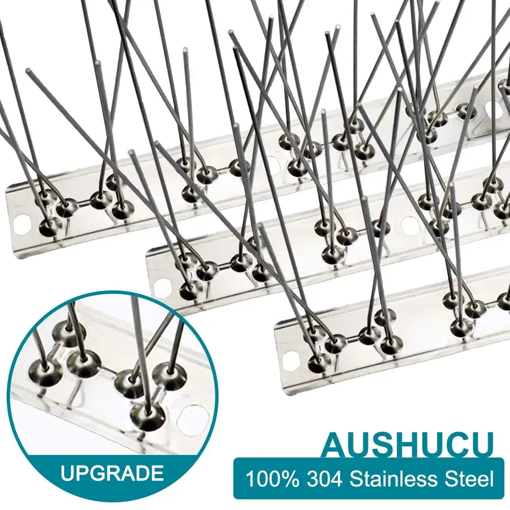 aushucu Stainless Steel Bird Spikes 21.6 Feet (20 Bases, 20 Sets) | Rust-Proof Pigeon Control for Buildings - view 2