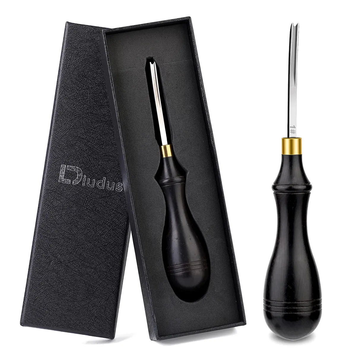 DIUDUS Leather Edge Beveler 2.25mm (1#) with Wood Handle | Essential Leather Crafting Tool for Smooth Edges - main product image