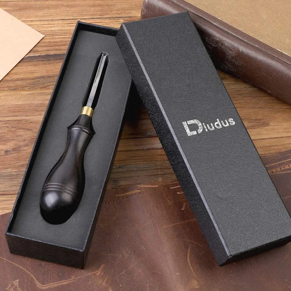DIUDUS Leather Edge Beveler 2.25mm (1#) with Wood Handle | Essential Leather Crafting Tool for Smooth Edges - view 3