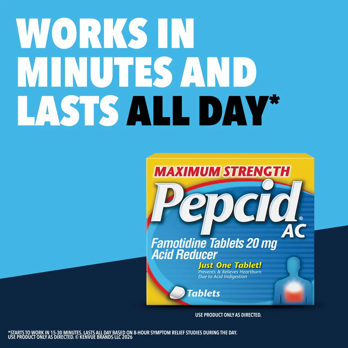 Pepcid AC Maximum Strength Heartburn Relief Tablets 20mg Famotidine 50 Count + 8 Count | Acid Reducer for Fast Relief - view 2