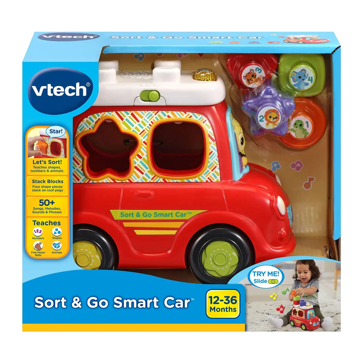 VTech Sort and Go Smart Car, Red | Interactive Learning Toy for 12-36 Months - view 7