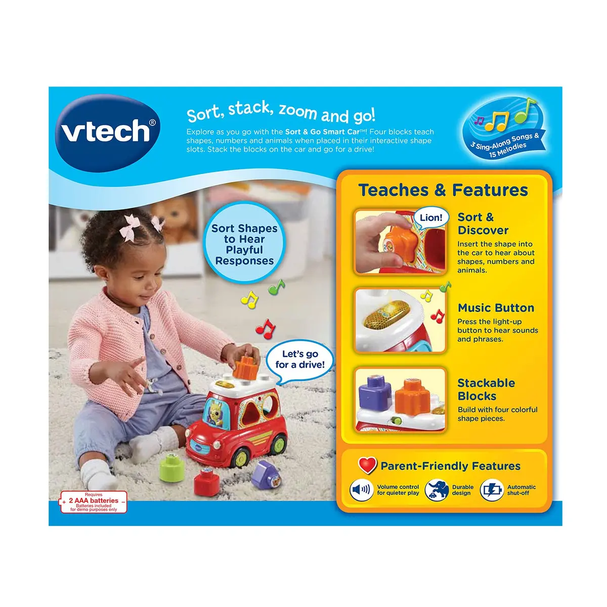 VTech Sort and Go Smart Car, Red | Interactive Learning Toy for 12-36 Months - view 8