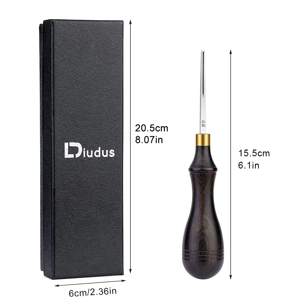 DIUDUS Leather Edge Beveler Tool 0.7mm (4#) with Wood Handle | Professional Grade Leather Skiving Tool - view 2
