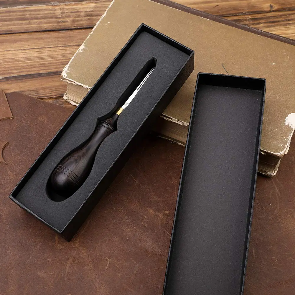 DIUDUS Leather Edge Beveler Tool 0.7mm (4#) with Wood Handle | Professional Grade Leather Skiving Tool - view 3