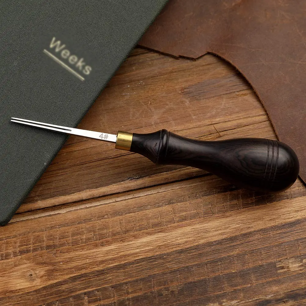 DIUDUS Leather Edge Beveler Tool 0.7mm (4#) with Wood Handle | Professional Grade Leather Skiving Tool - view 4
