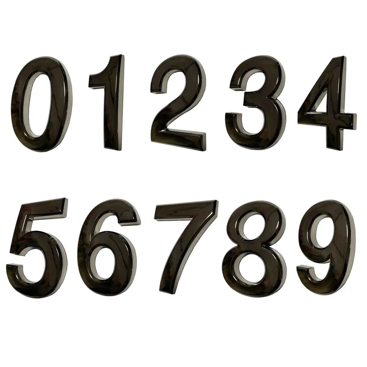 HopeWan Black Mailbox Numbers 7cm (2.75 inch) Pack of 10 | Self-Adhesive Waterproof ABS Plastic - main product image