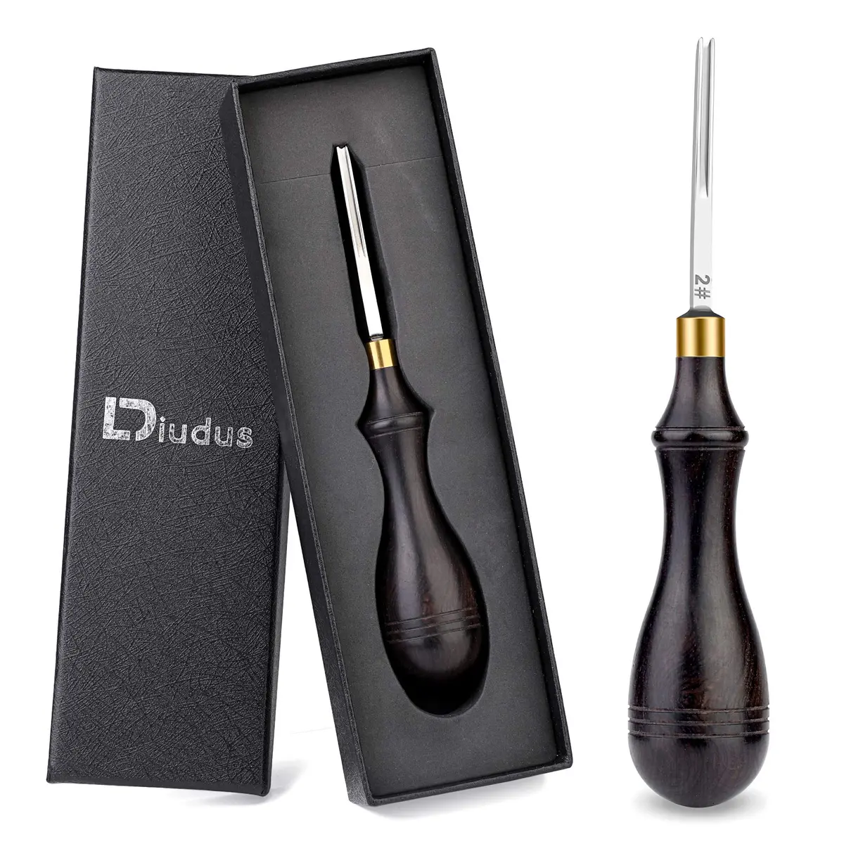 DIUDUS 1.8mm Leather Edge Beveler Tool with Wood Handle | Essential Leathercraft Tool for Smooth Edges - main product image