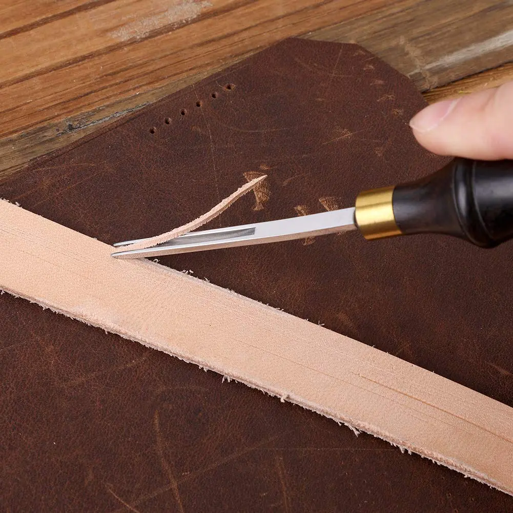 DIUDUS 1.8mm Leather Edge Beveler Tool with Wood Handle | Essential Leathercraft Tool for Smooth Edges - view 5