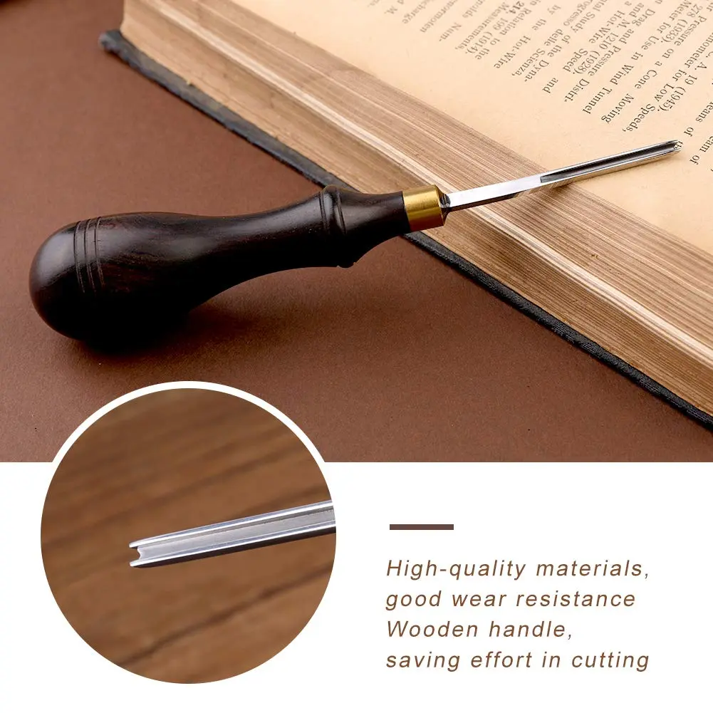 DIUDUS 1.8mm Leather Edge Beveler Tool with Wood Handle | Essential Leathercraft Tool for Smooth Edges - view 6