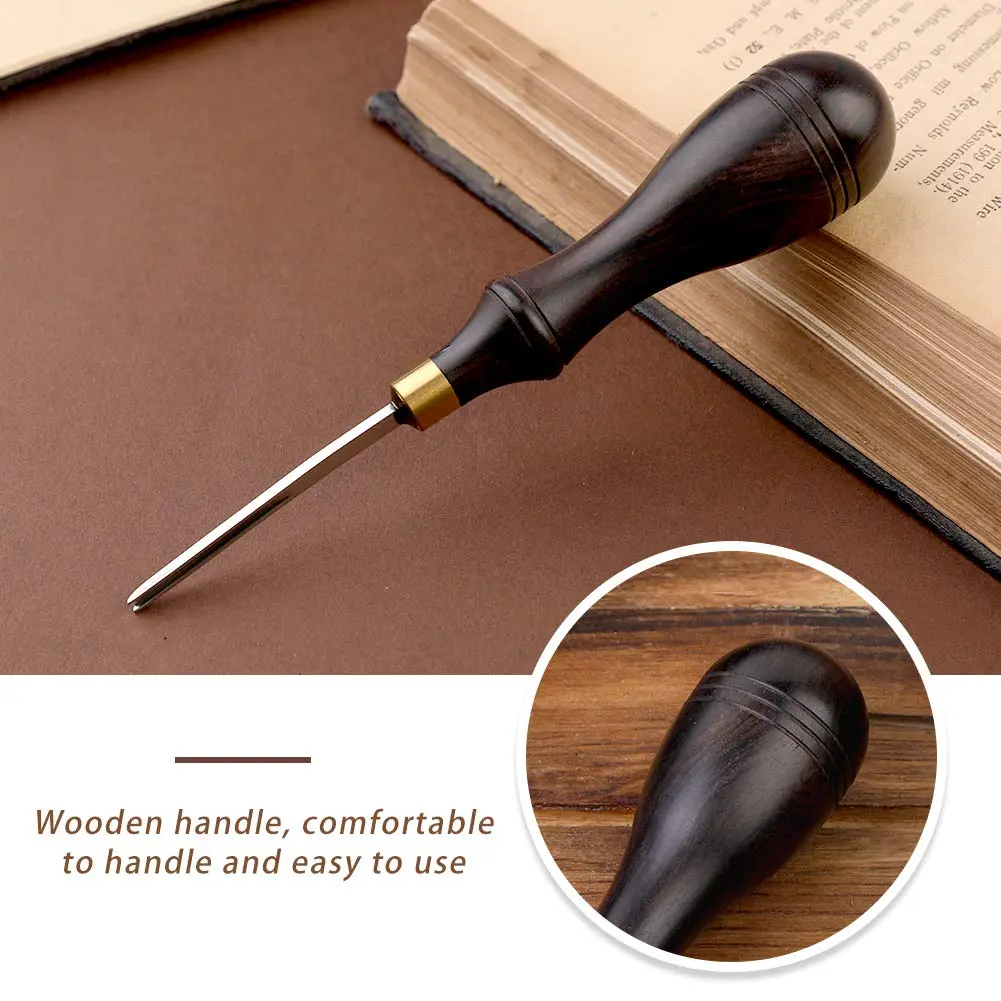 DIUDUS 1.8mm Leather Edge Beveler Tool with Wood Handle | Essential Leathercraft Tool for Smooth Edges - view 7