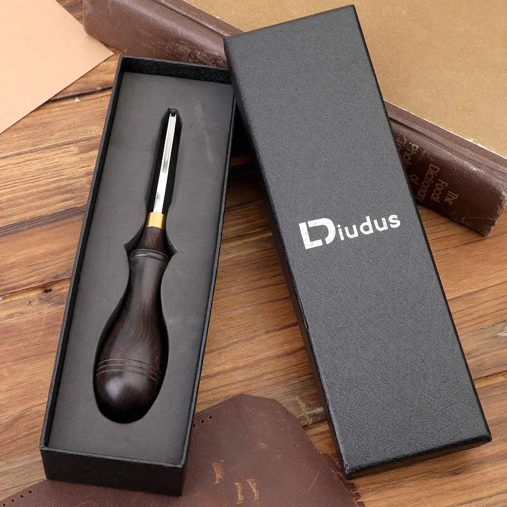 DIUDUS 1.8mm Leather Edge Beveler Tool with Wood Handle | Essential Leathercraft Tool for Smooth Edges - view 3