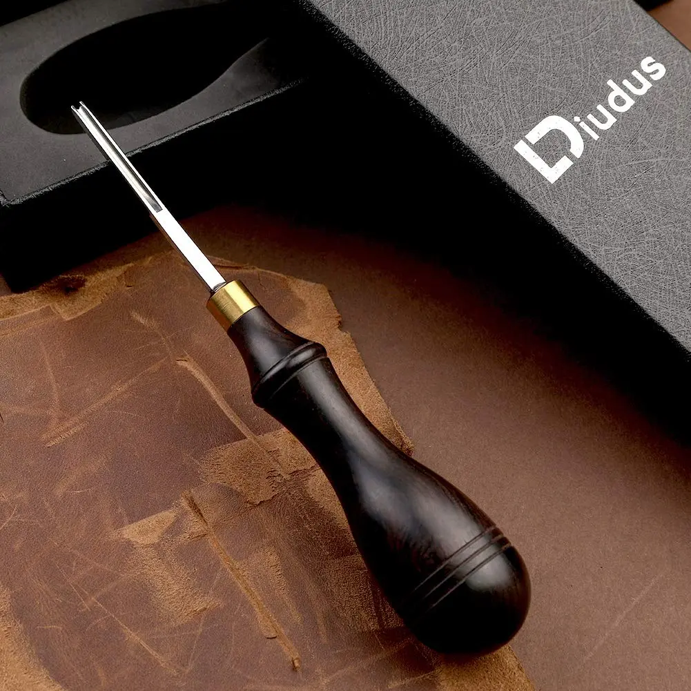 DIUDUS 1.8mm Leather Edge Beveler Tool with Wood Handle | Essential Leathercraft Tool for Smooth Edges - view 4