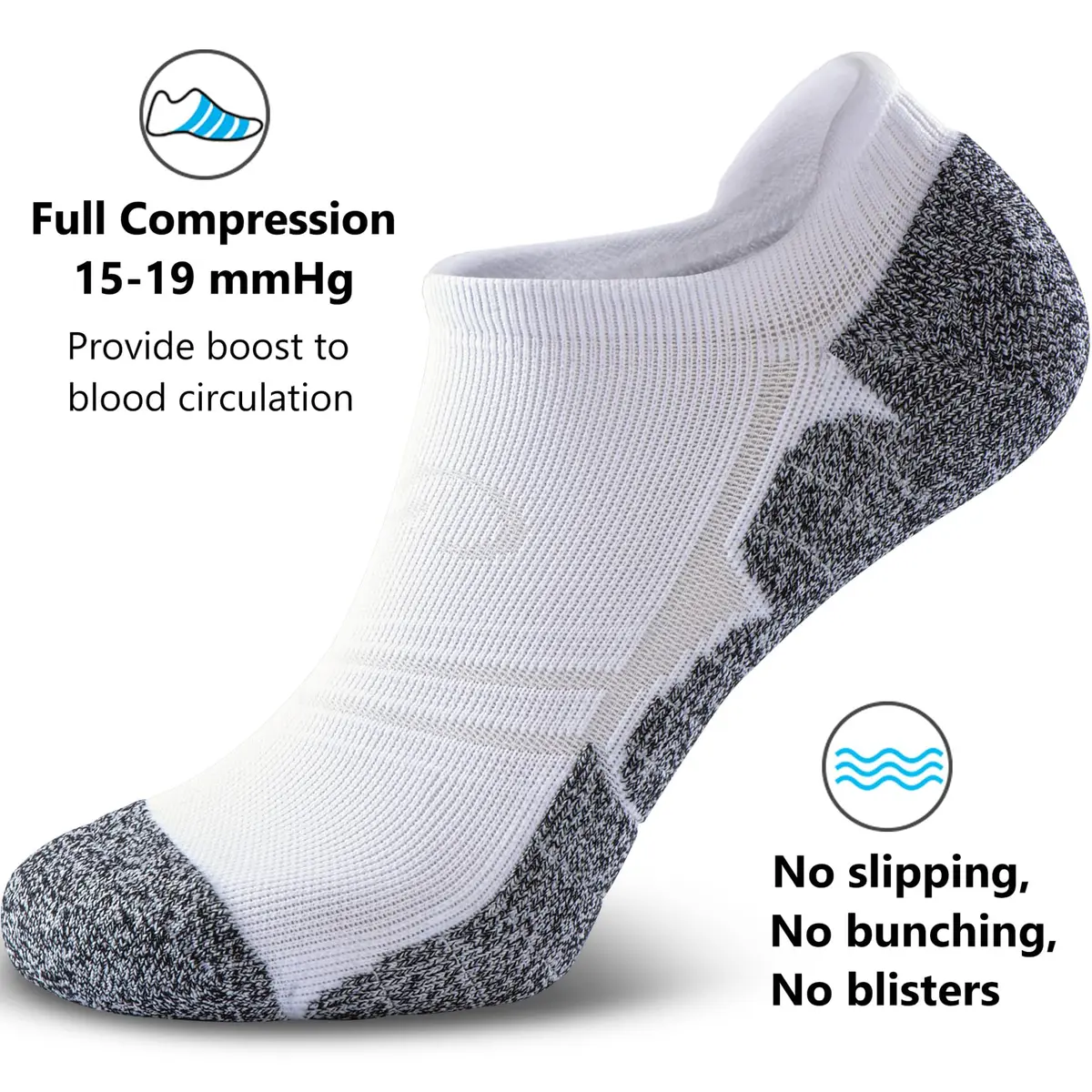 CWVLC No Show Sports Compression Socks 4-pairs | Moisture Wicking, Anti-Blister, Arch Support, Low Cut - view 3