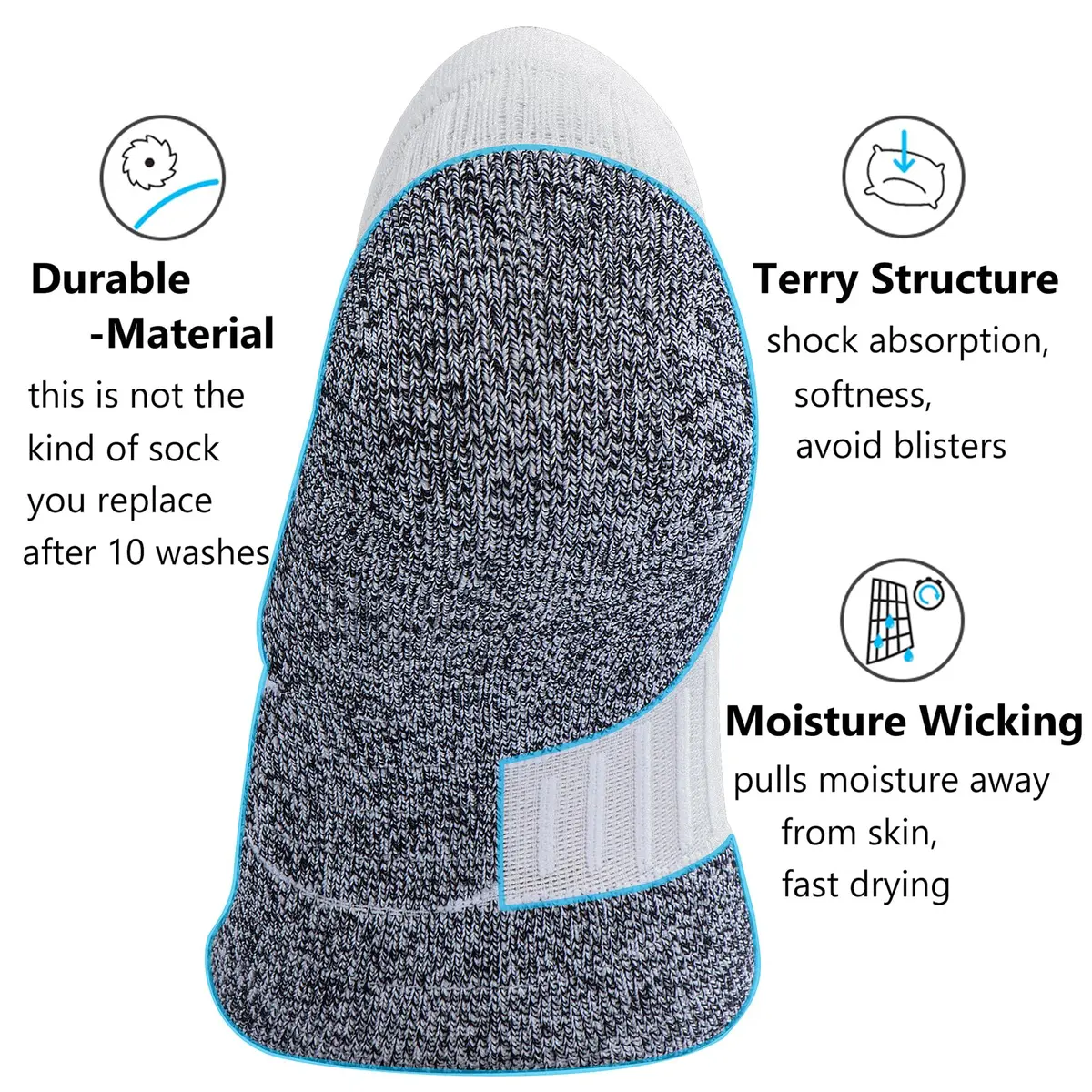 CWVLC No Show Sports Compression Socks 4-pairs | Moisture Wicking, Anti-Blister, Arch Support, Low Cut - view 4