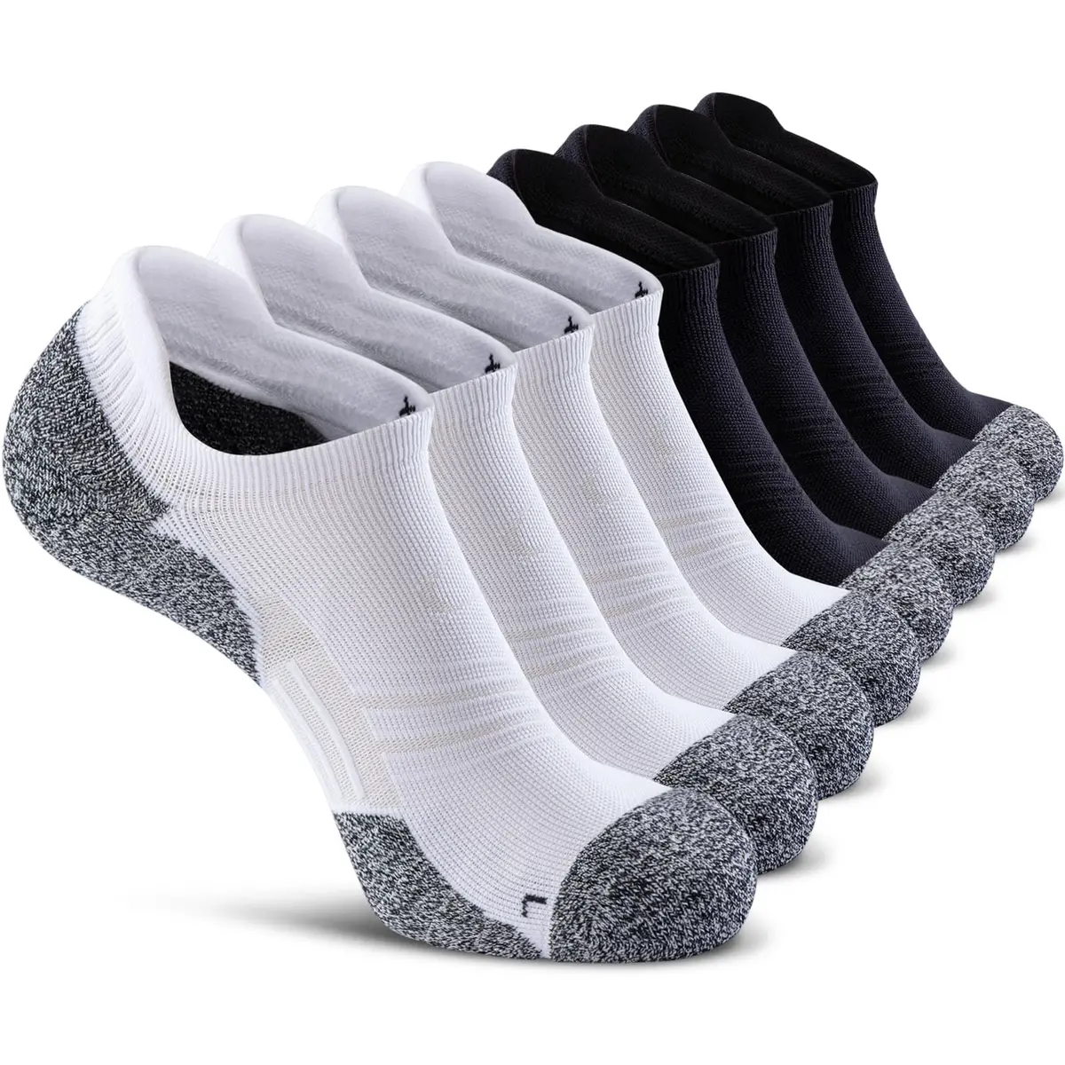 CWVLC No Show Sports Compression Socks 8-pairs | Moisture Wicking, Arch Support, No Slip, Cushioned, Low Cut - main product image