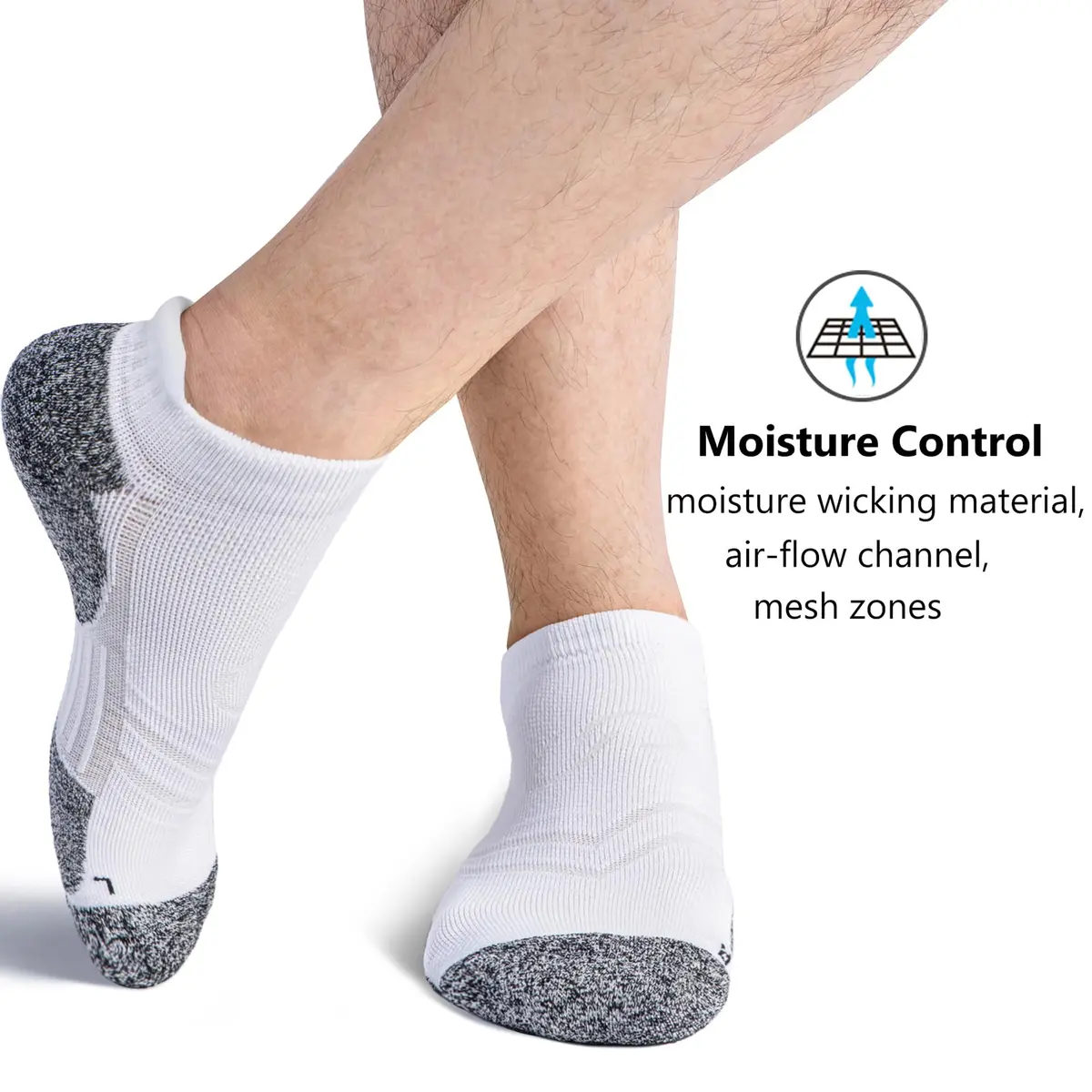 CWVLC No Show Sports Compression Socks 8-pairs | Moisture Wicking, Arch Support, No Slip, Cushioned, Low Cut - view 5